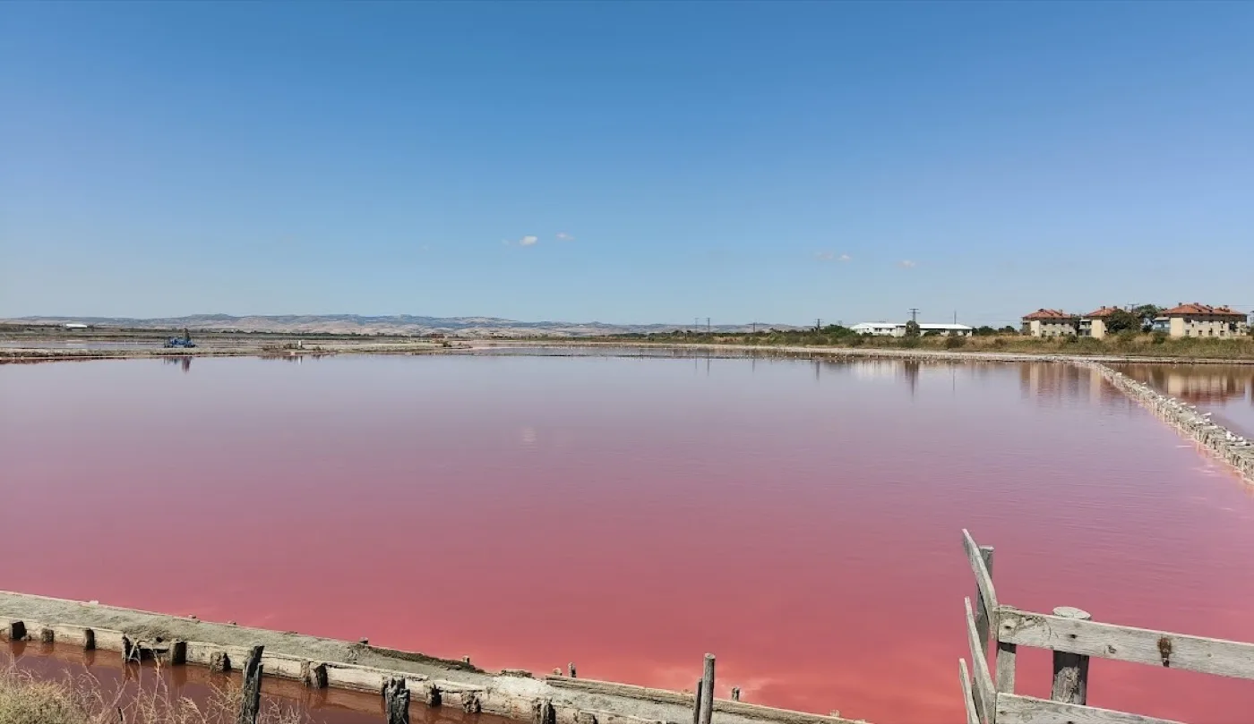 Burgaz'ın hemen yanındaki Atanasovsko tuz gölünün pembe suları